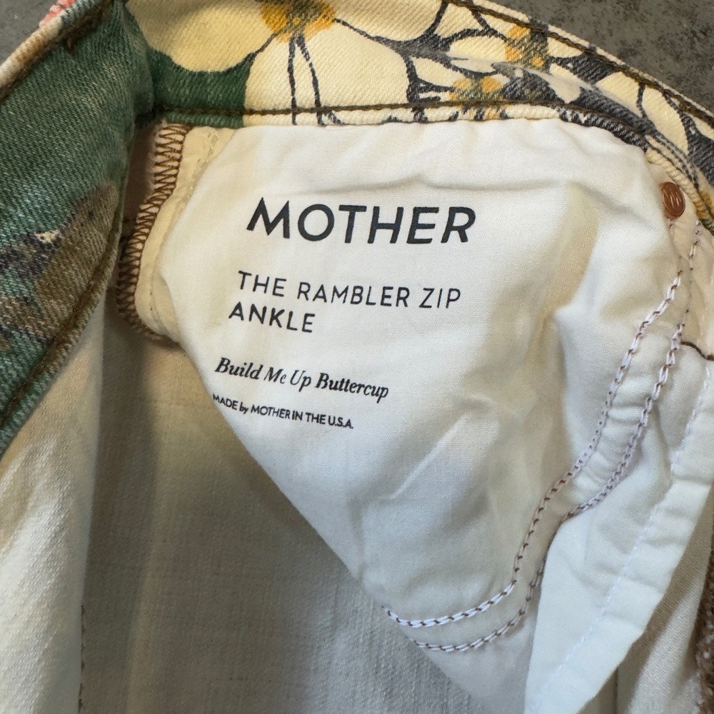 Mother The Rambler Zip Ankle Jeans 27 Build Me Up Buttercup Floral Wide Leg Pant - Picture 2 of 8